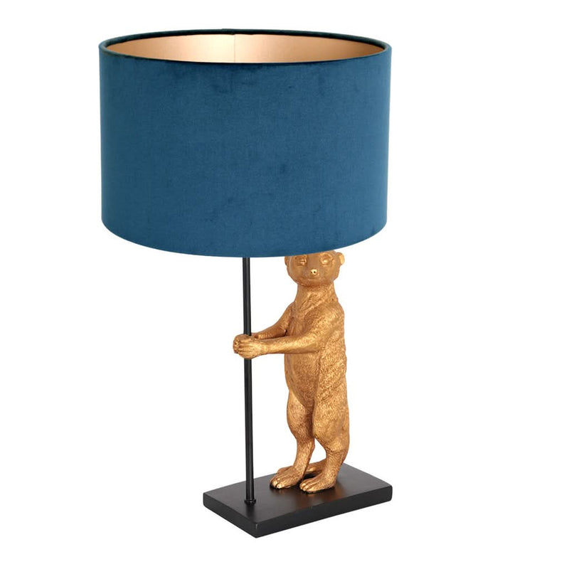 Tischlampe Tiere Samt Blau Schwarz