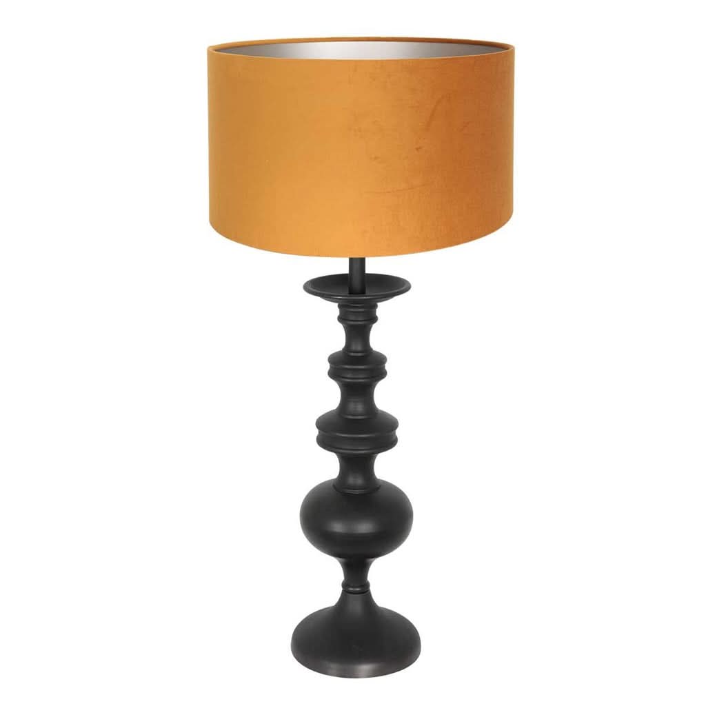 Tischlampe Samt Schwarz Gold