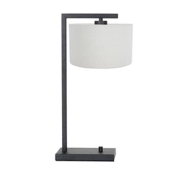 Tischlampe Schwarz Leinen-Lampenschirm