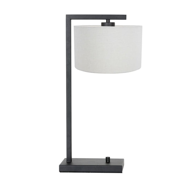 Tischlampe Schwarz Leinen-Lampenschirm