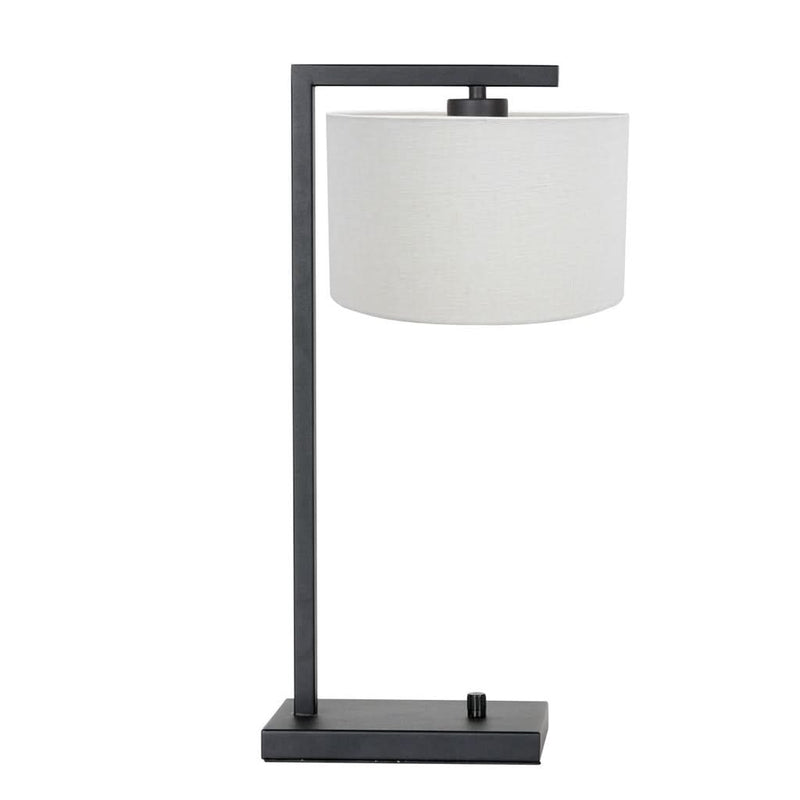 Tischlampe Schwarz Leinen-Lampenschirm