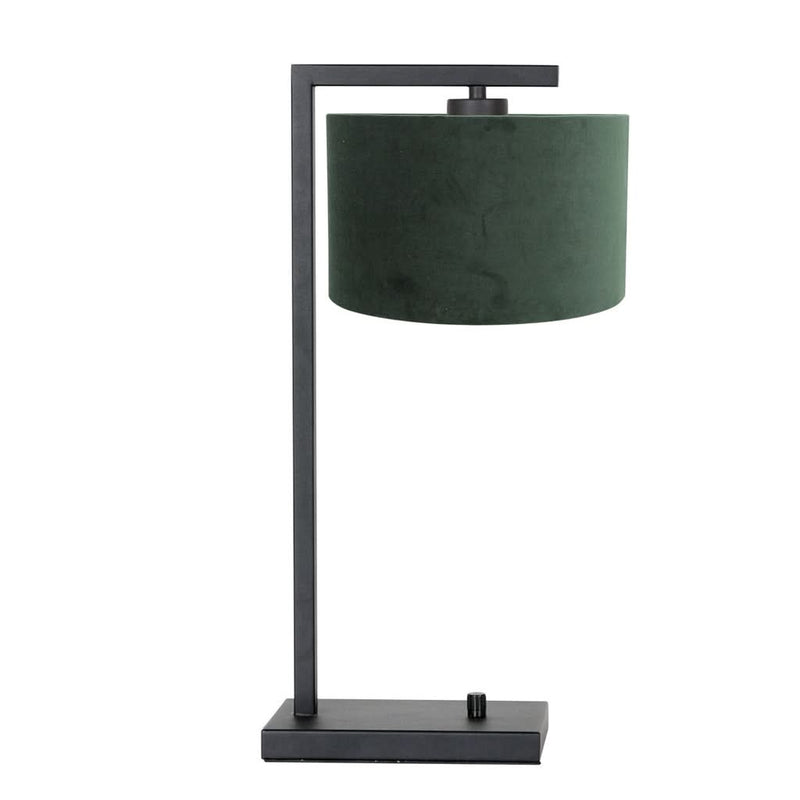 Tischlampe Schwarz Lampenschirm Samt Grün