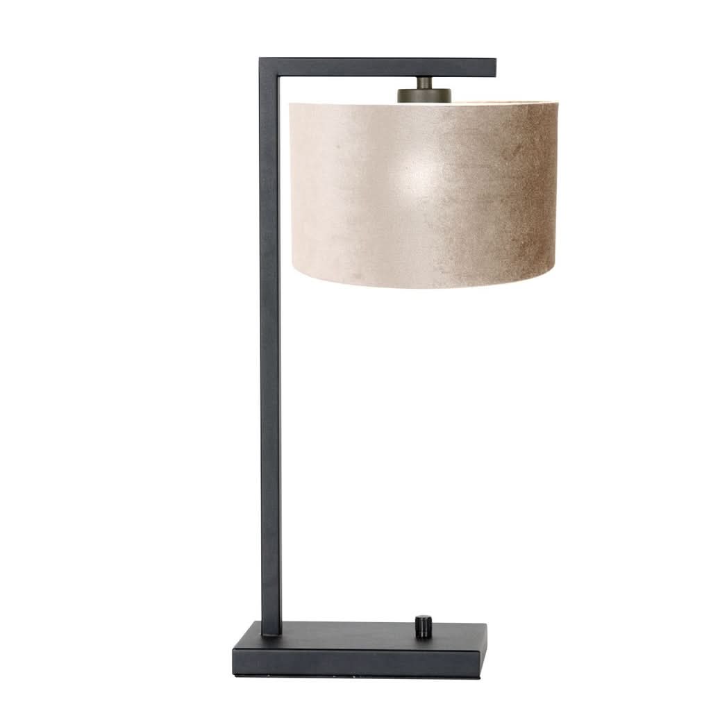 Tischlampe Schwarz Samt Silber