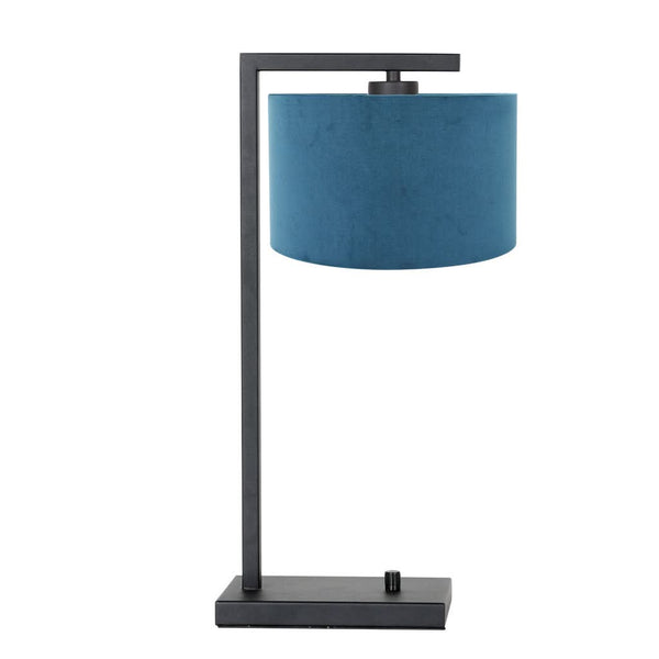 Tischlampe Schwarz Samt Blau