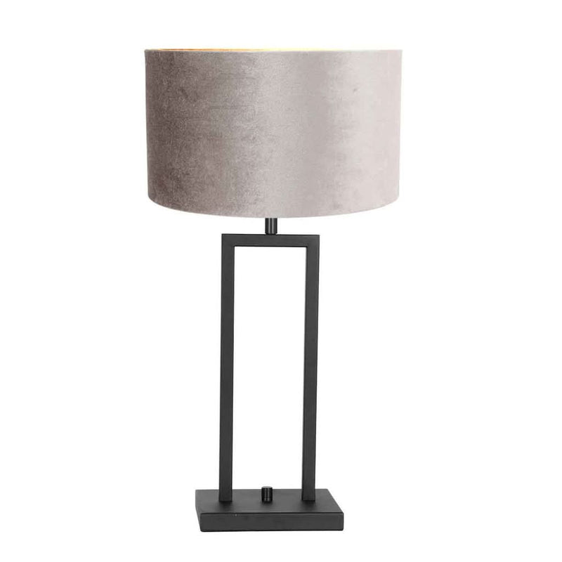 Tischlampe Schwarz Samt Silber