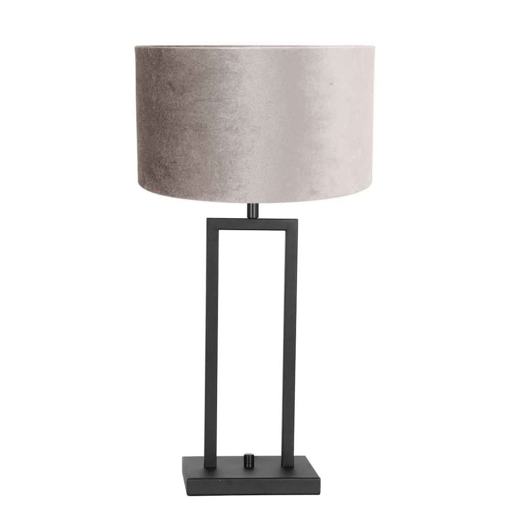 Tischlampe Schwarz Samt Silber