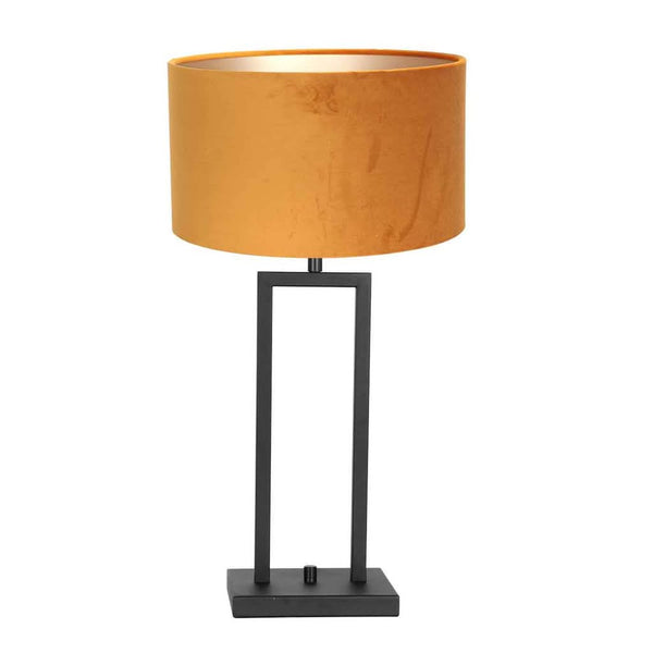 Tischleuchte Schwarz Samt Gold