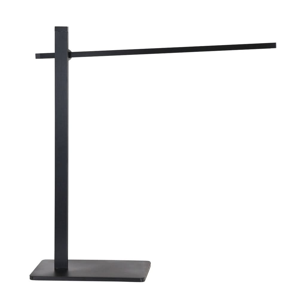 Profil latéral de la lampe noire, bras horizontal et socle plat