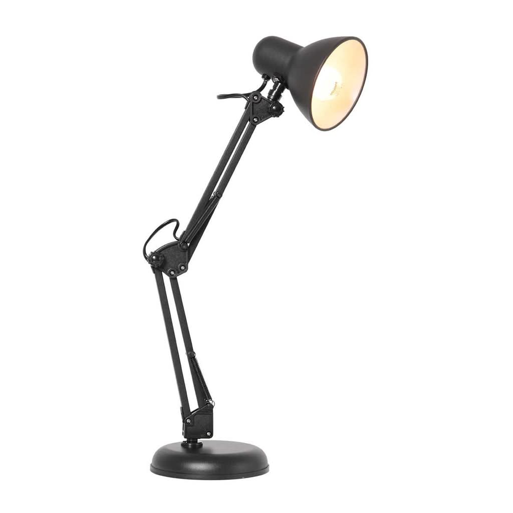 Verstellbare Tischlampe aus schwarzem Metall