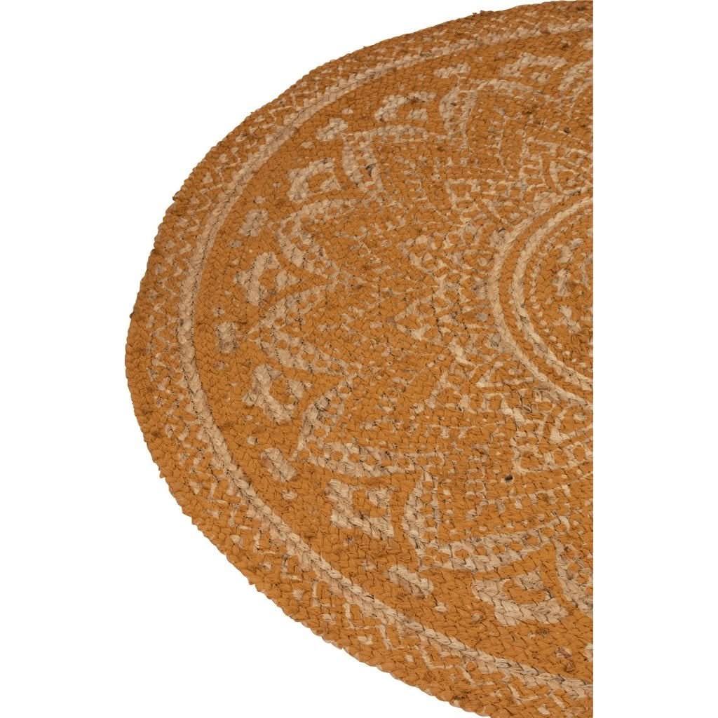 Jute-Mandala-Teppich Ocker