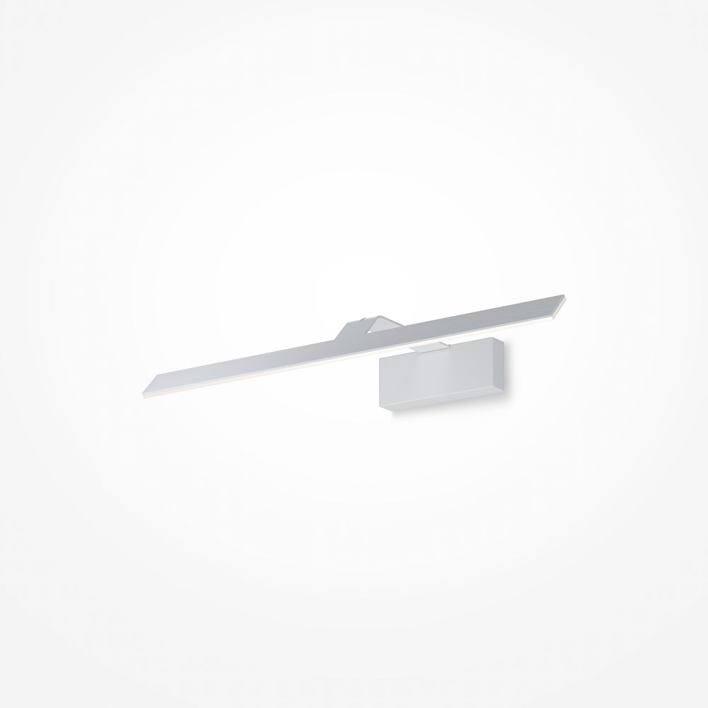 Vue de face du luminaire en version blanche, barre lumineuse et support rectangulaire