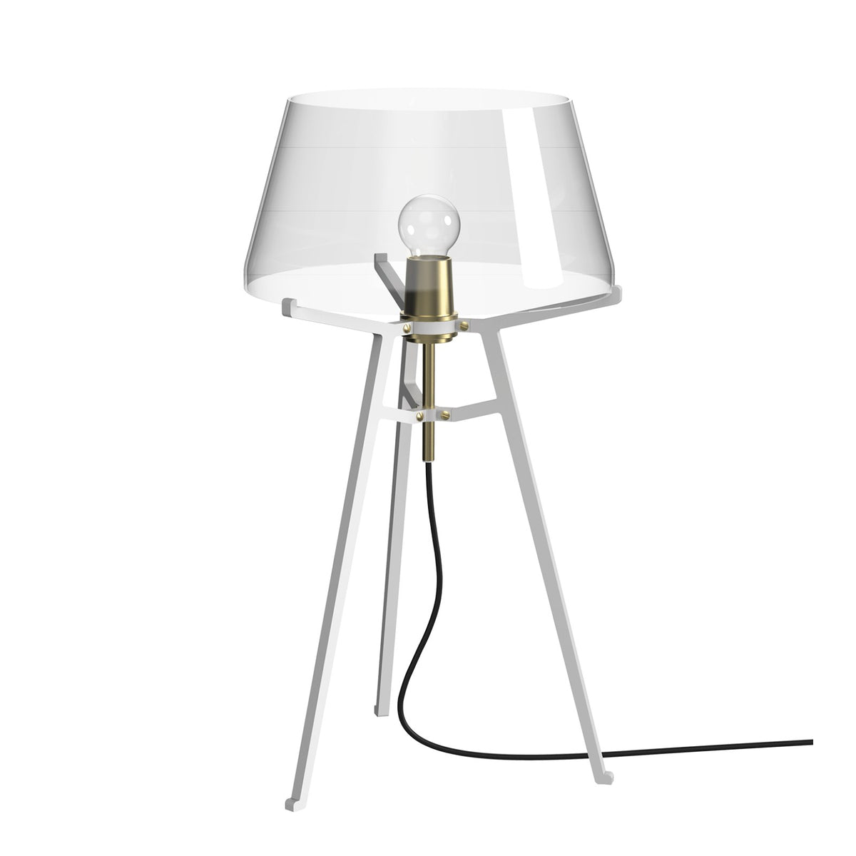 Lampe Ella en verre soufflé, pied tripode Blanc Gris neutre