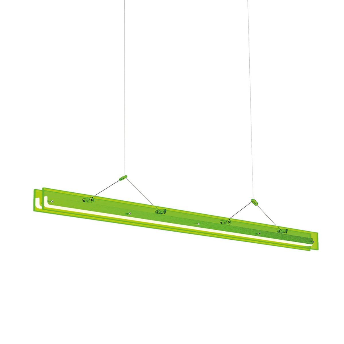 Suspension LED linéaire Bridge Vert acide 110 cm