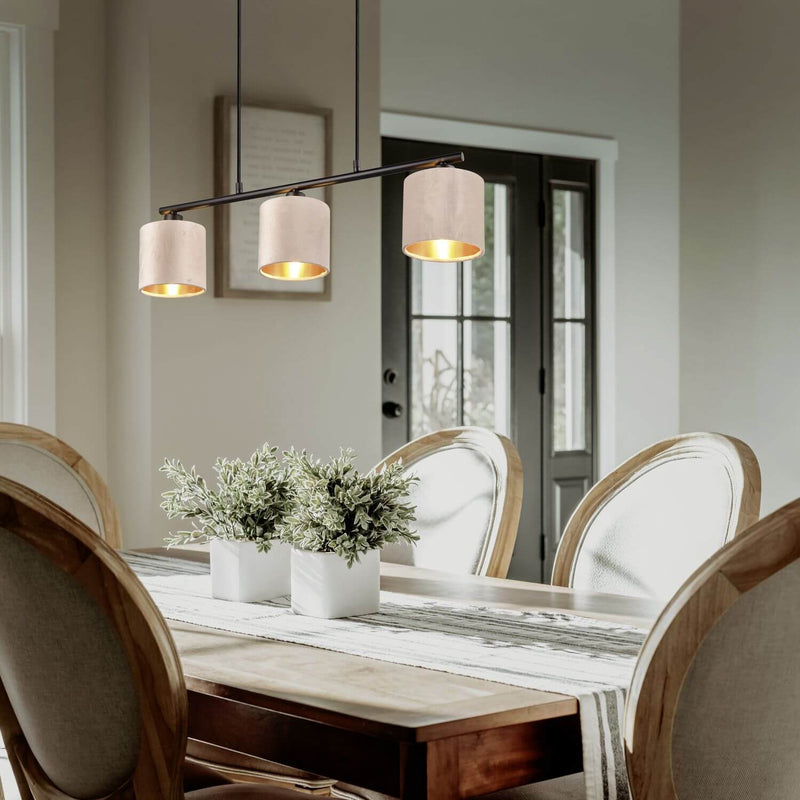 Suspension Julieta 3 lumières beige, tissu