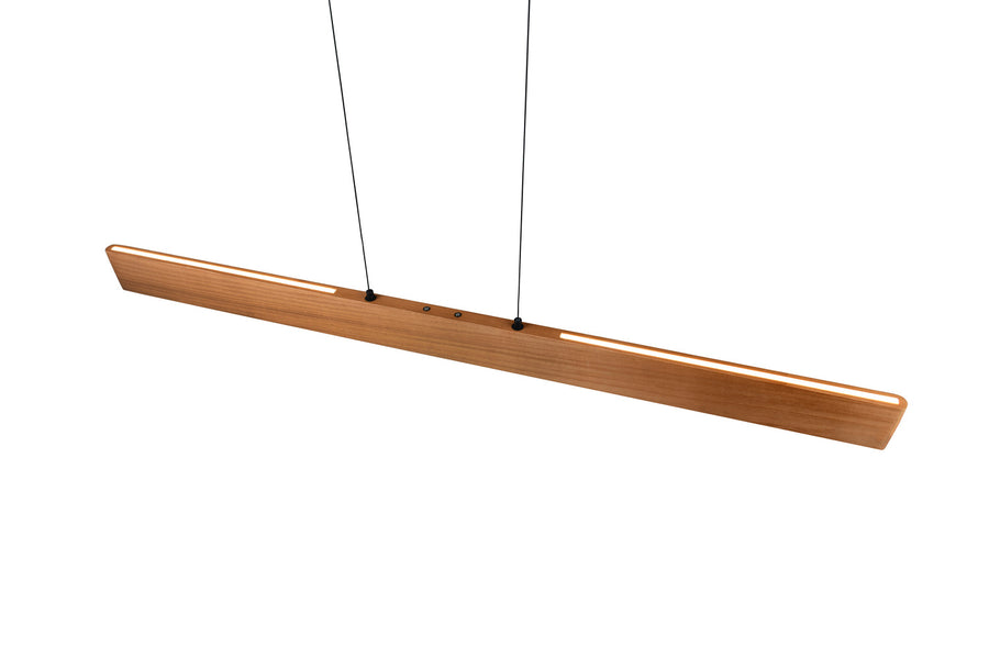 Vue plongeante dévoilant les bandes lumineuses LED sous le bandeau bois