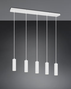 Suspension Soka 5 lumières blanche mat