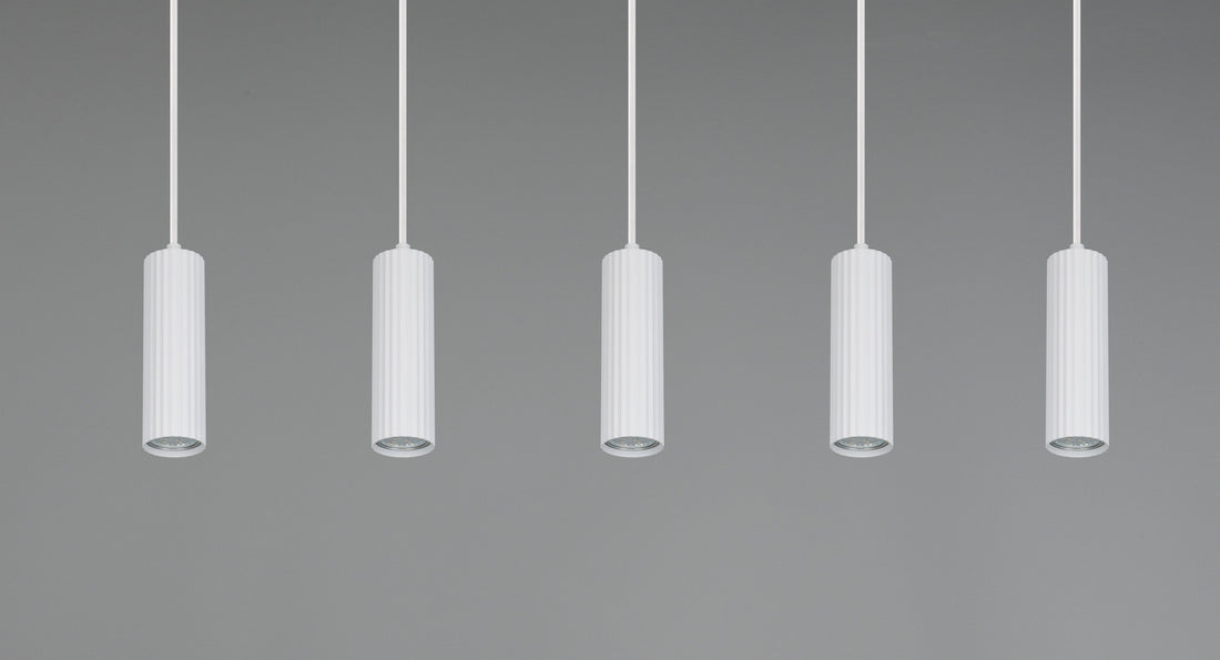 Suspension Soka 5 lumières blanche mat