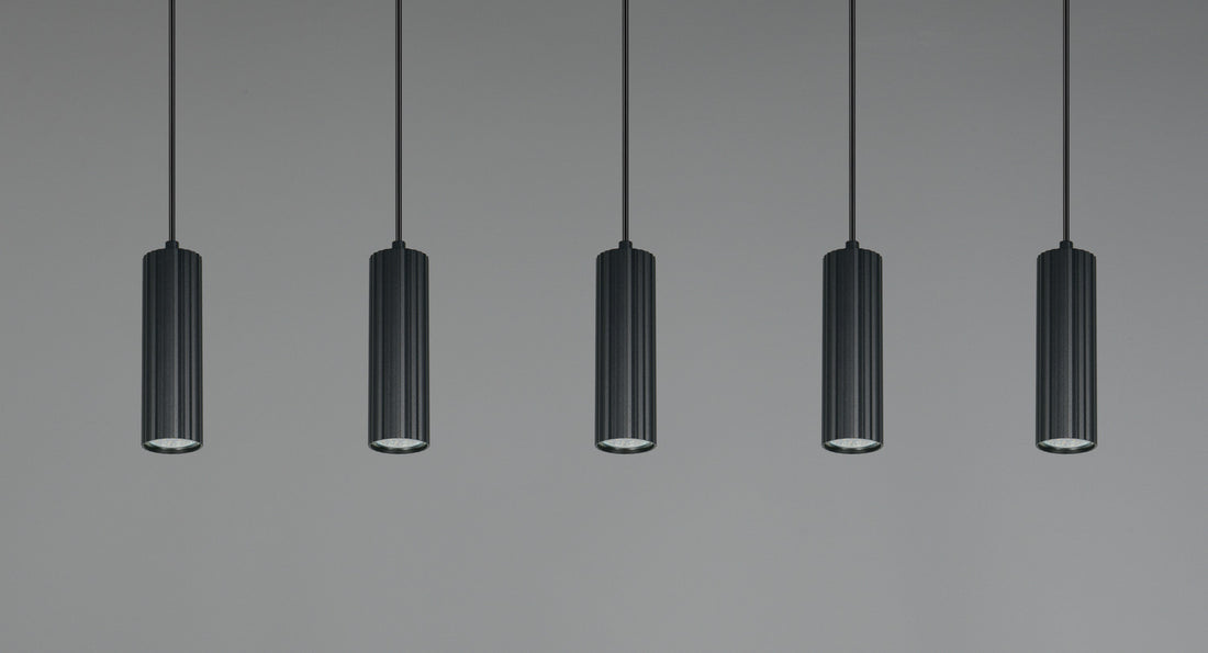 Suspension Soka 5 lumières noire mat