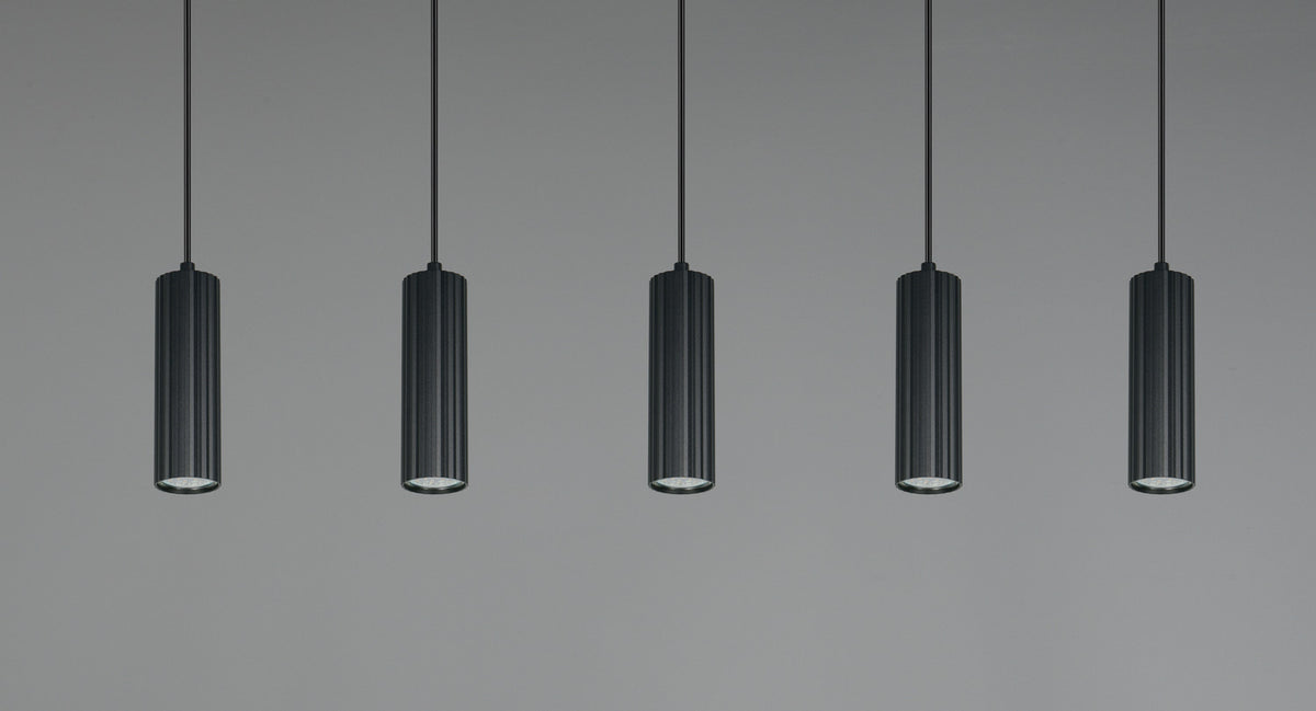 Suspension Soka 5 lumières noire mat