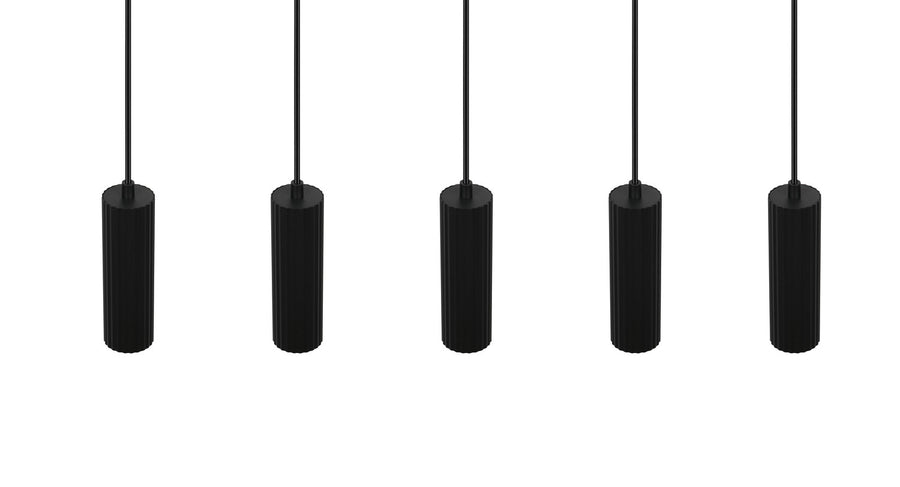 Suspension Soka 5 lumières noire mat