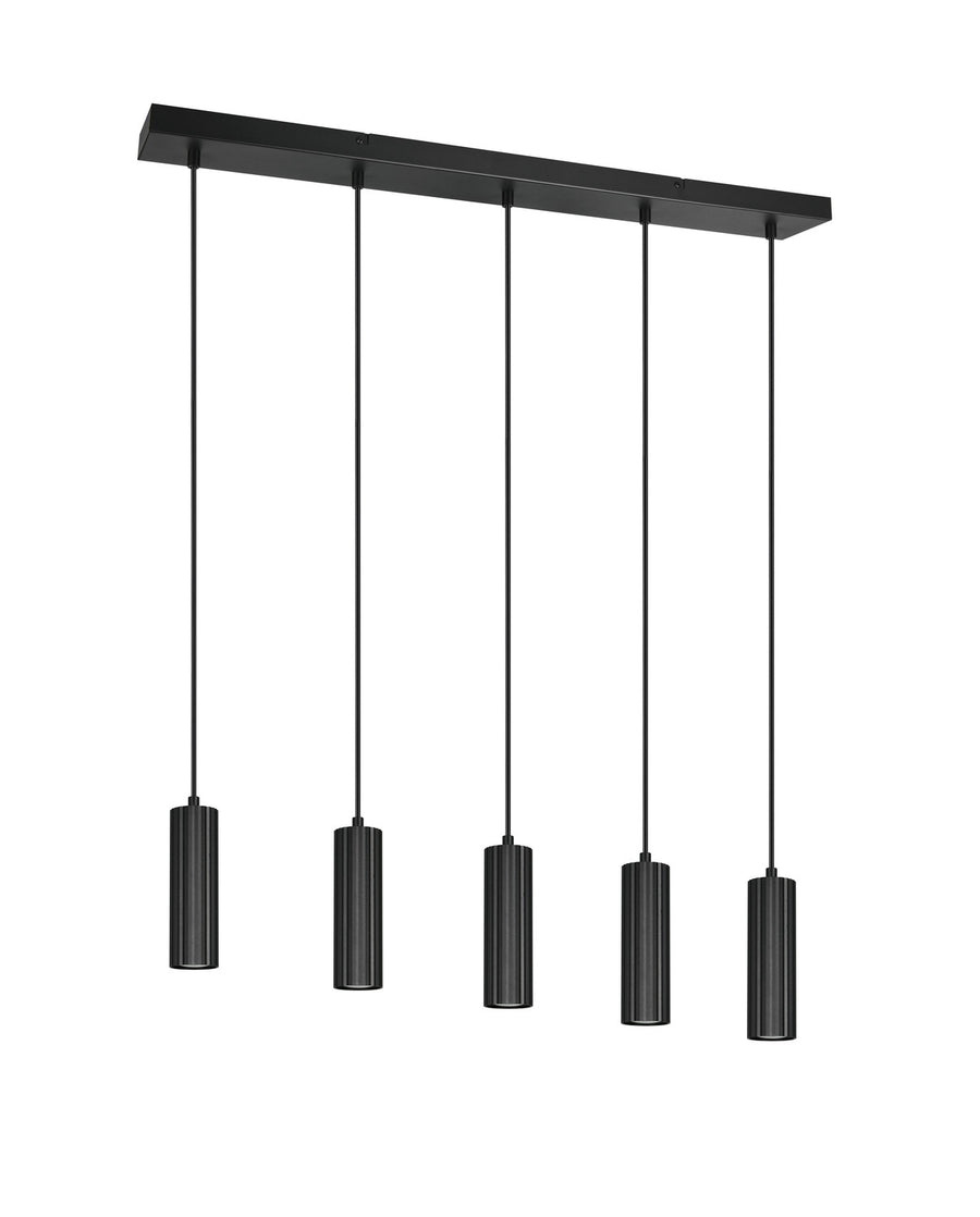 Suspension Soka 5 lumières noire mat