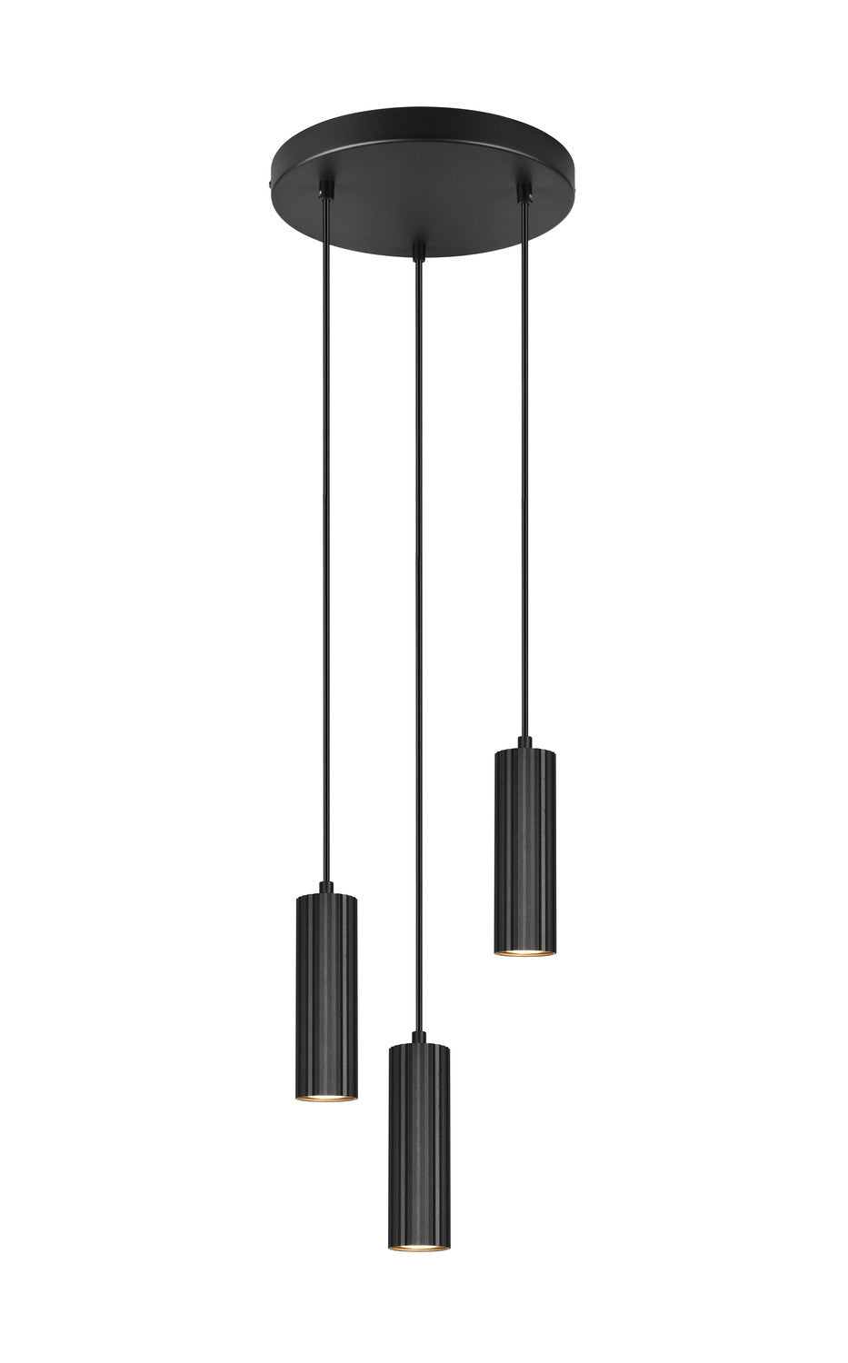 Suspension Soka 3 lumières noire mat