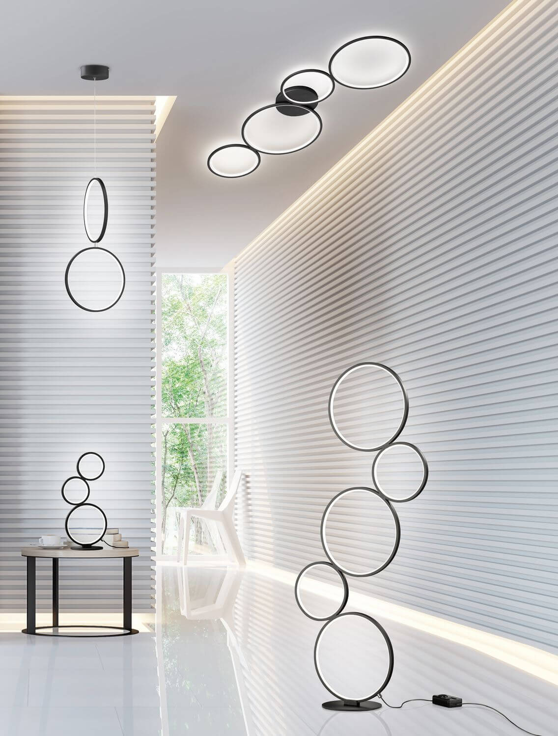 Lampadaire Rondo noir mat