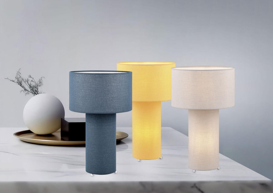 Lampe à poser Bale 2 lumières grise, tissu