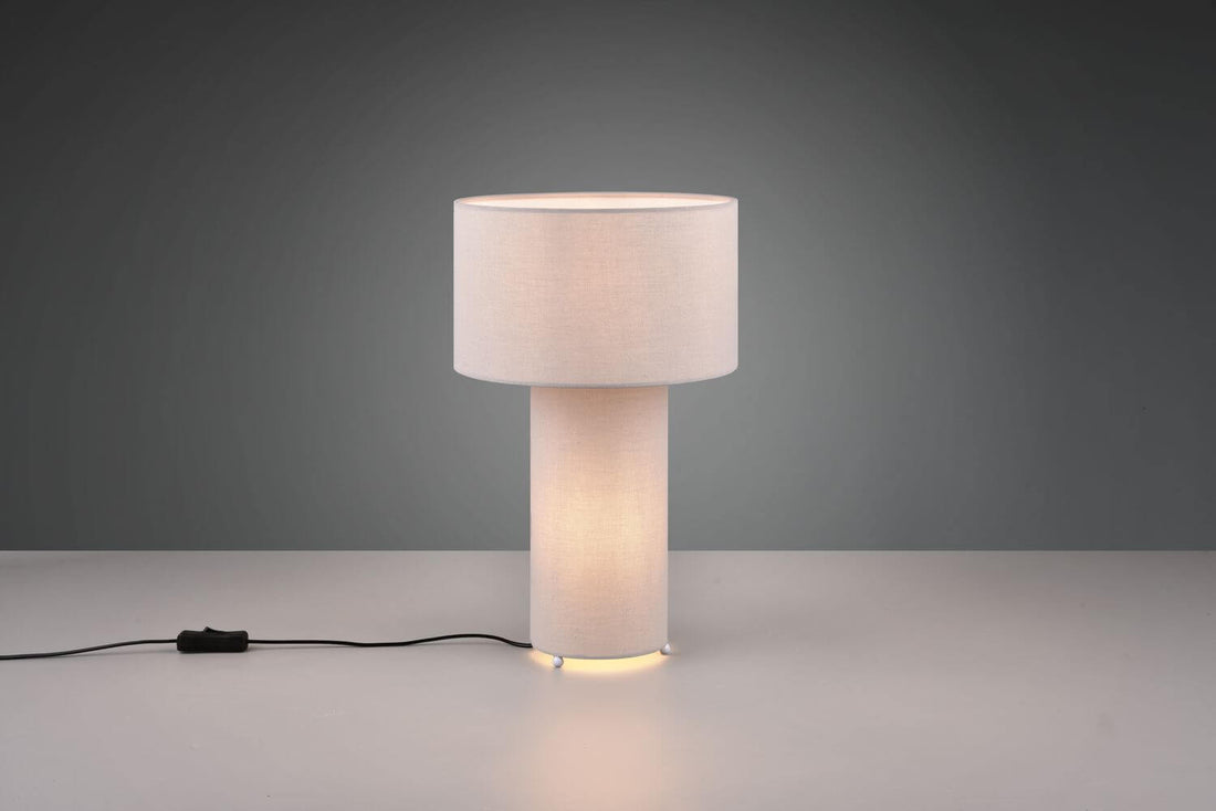 Lampe à poser Bale 2 lumières grise, tissu