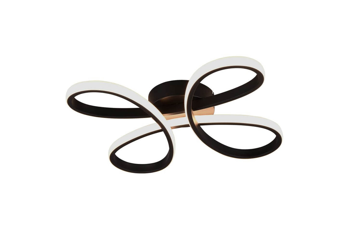 Plafonnier Fly noir mat, L 40 cm