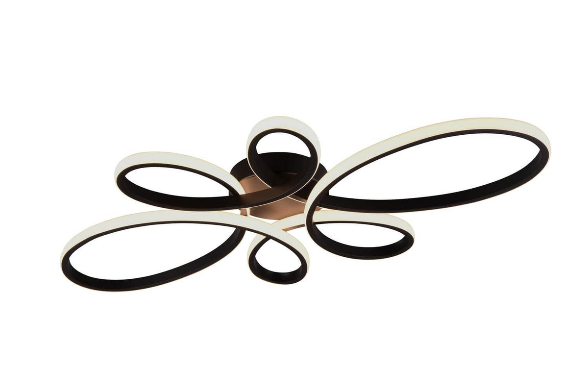 Plafonnier Fly noir mat, L 83 cm