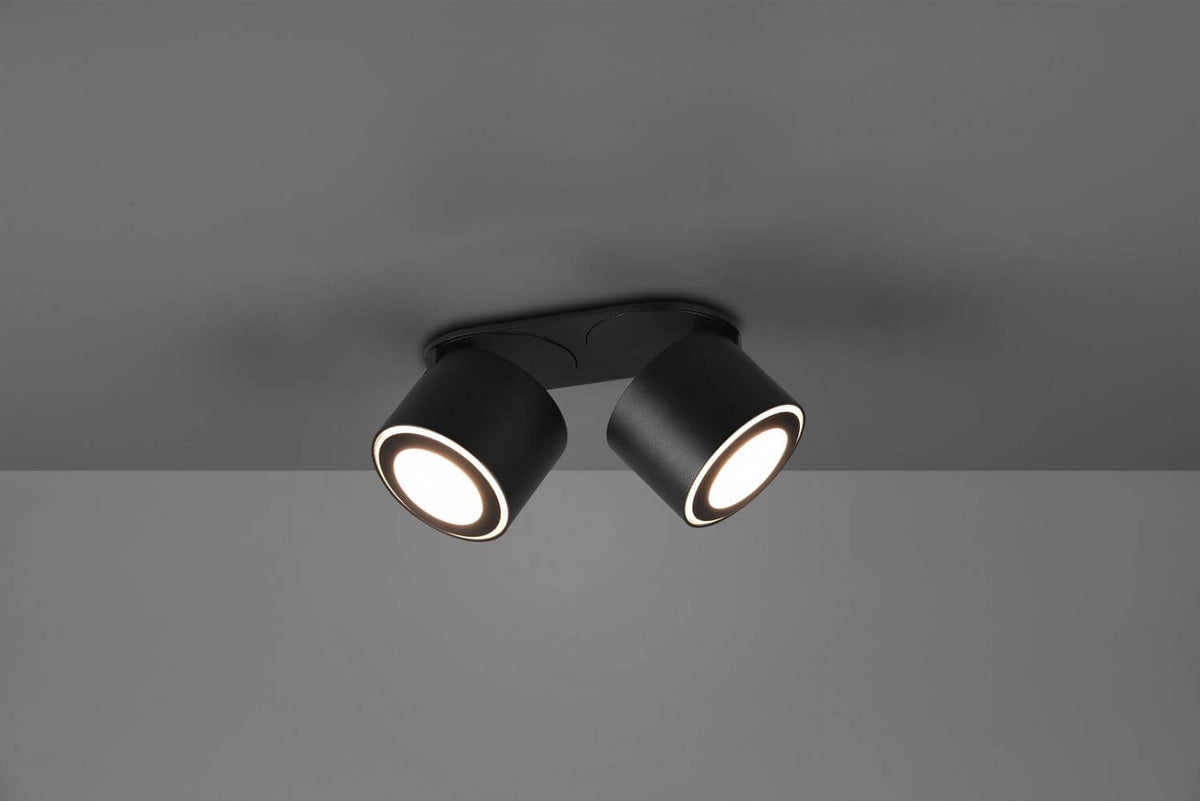 Plafonnier Taurus noir mat, L 18 cm