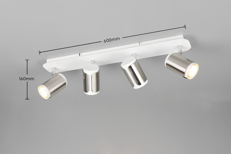 Schéma coté du luminaire : longueur six cents millimètres et hauteur cent soixante millimètres.