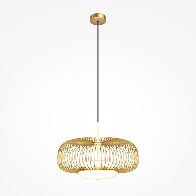 Schwebende goldene Pendelleuchte