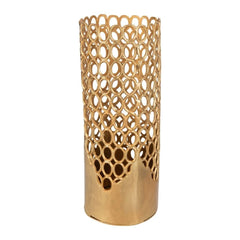 Große goldene Aluminiumvase in runder Form
