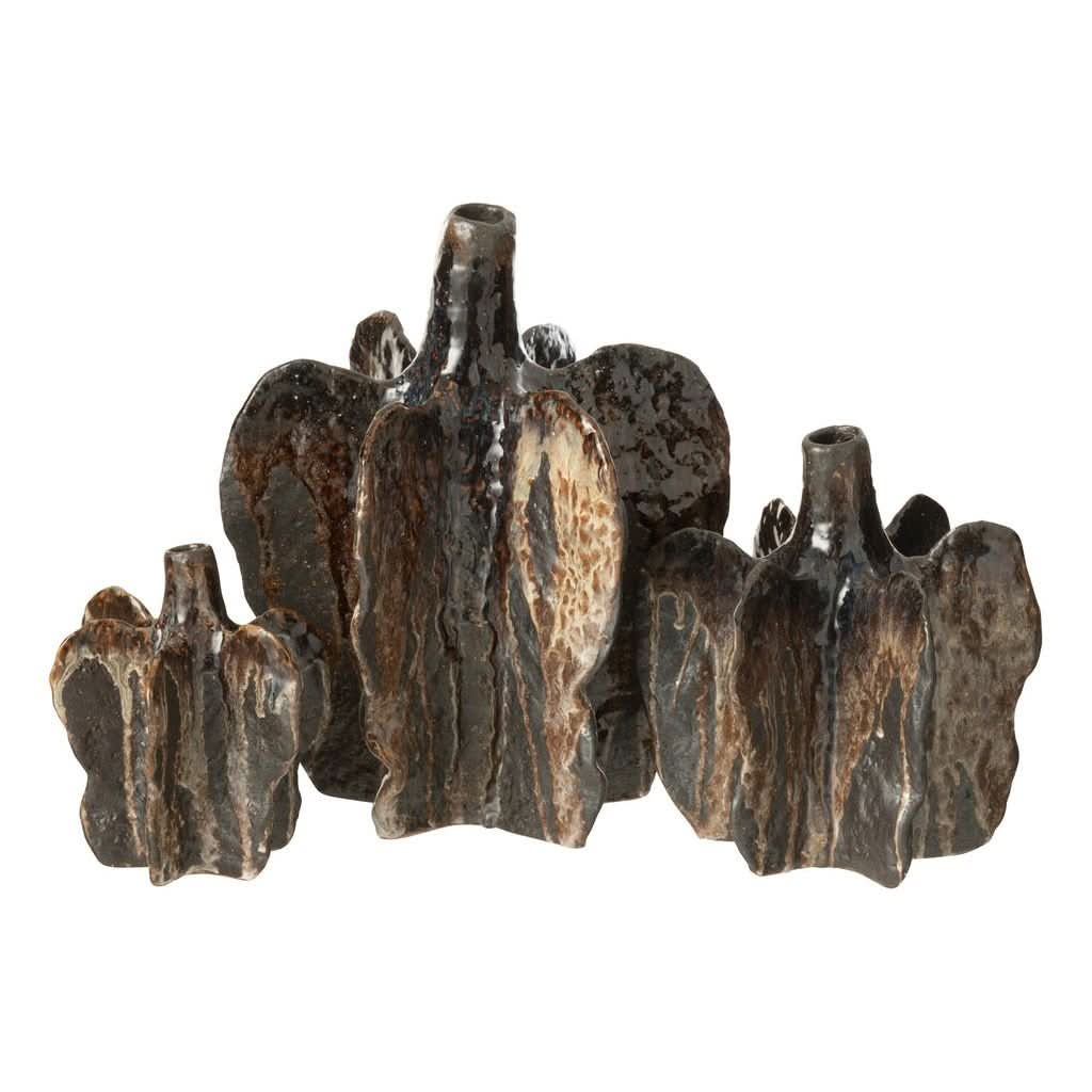Große braun-schwarze Keramikvase