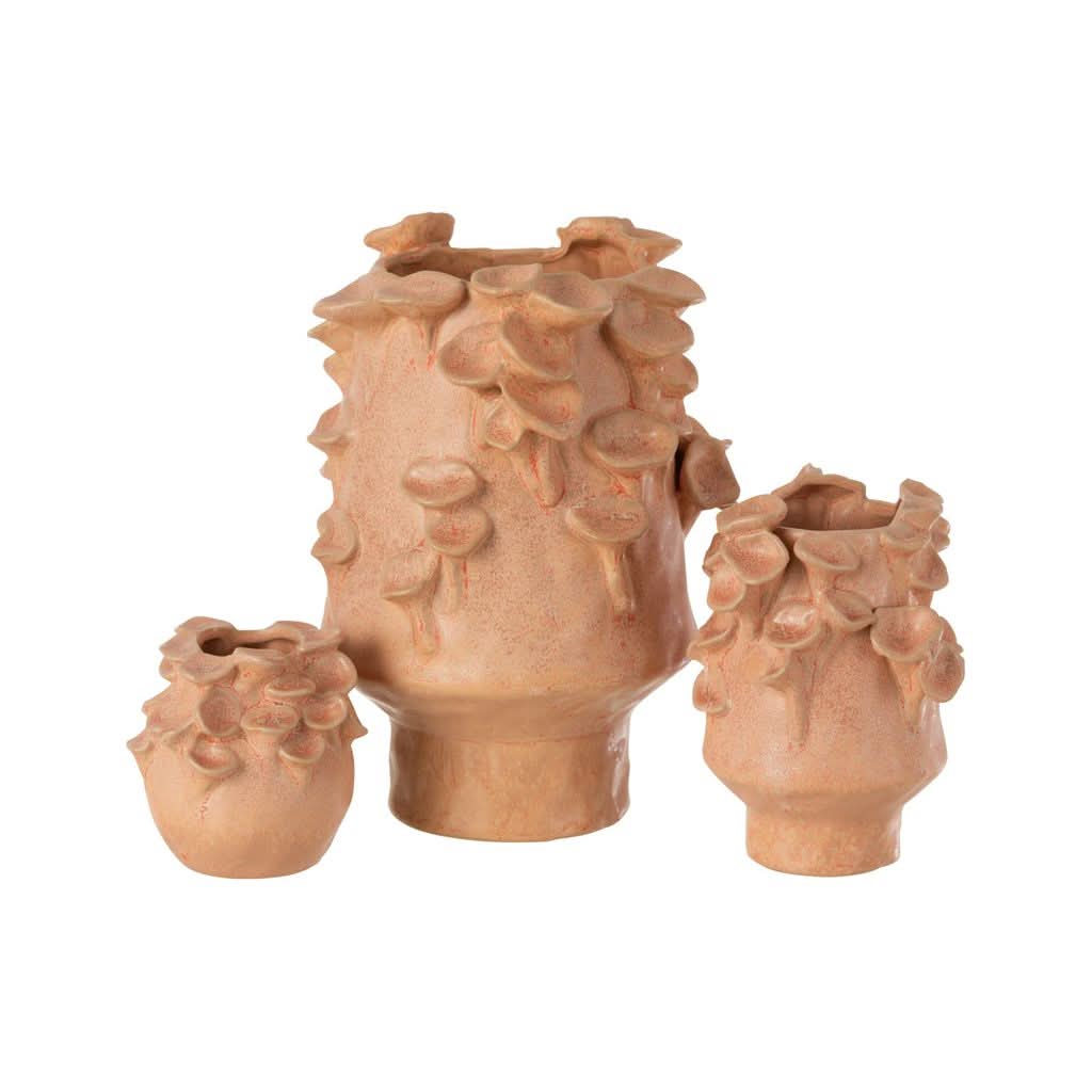 Lachsfarbene lange Keramikvase