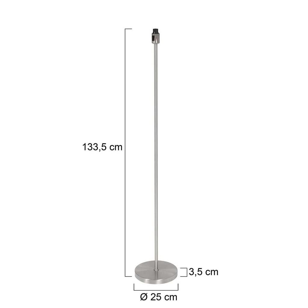Schéma coté du lampadaire : hauteur 133,5 cm, socle de 25 cm et 3,5 cm d'épaisseur.