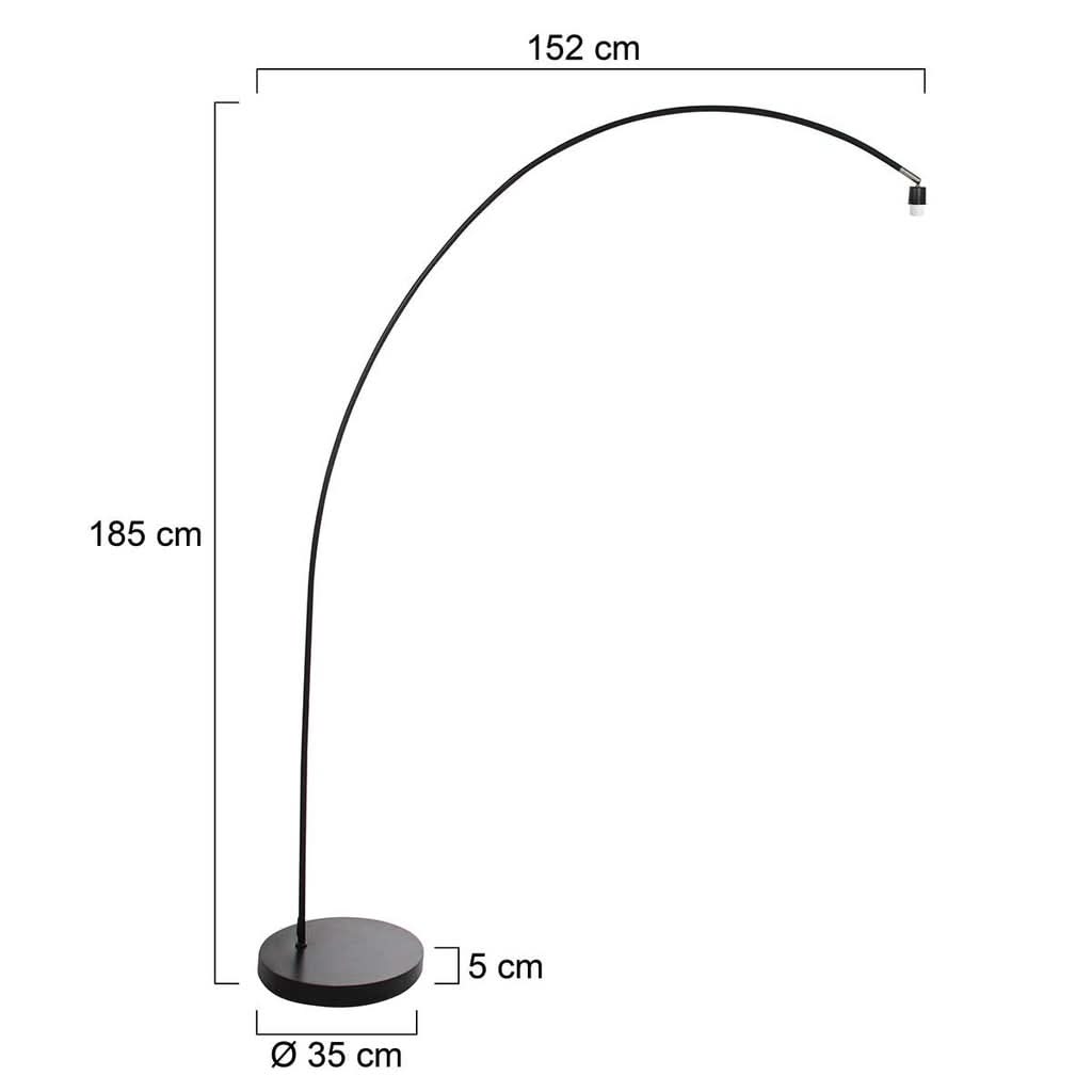 Dimensions du lampadaire arc Solva : hauteur 185 cm, base Ø 35 cm