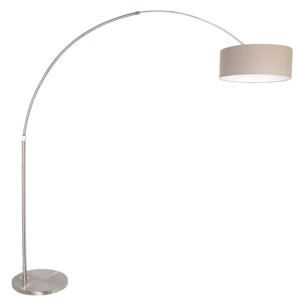 Stehlampe Stahl Leinen Grau