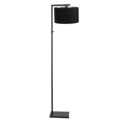 Schwarze Sol-Lampe mit Leinen-Lampenschirm