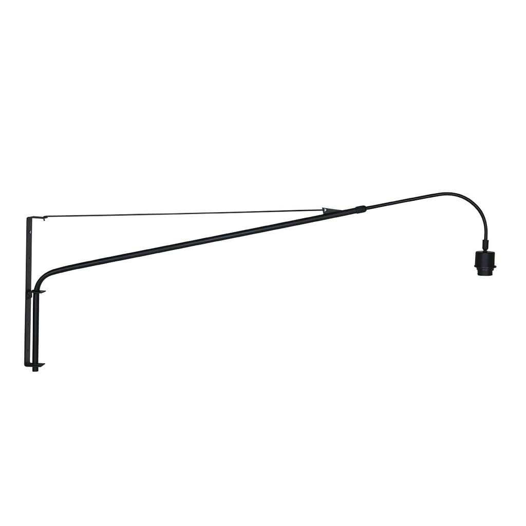Profil de l'applique murale télescopique noire, bras allongé et douille orientable.