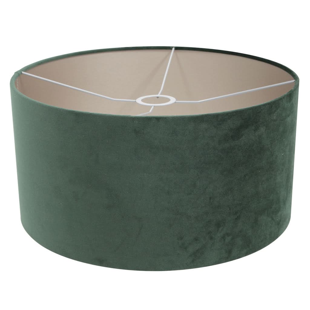 Abat-jour cylindrique en velours vert Ø 30 cm, intérieur doré, de la grande applique murale