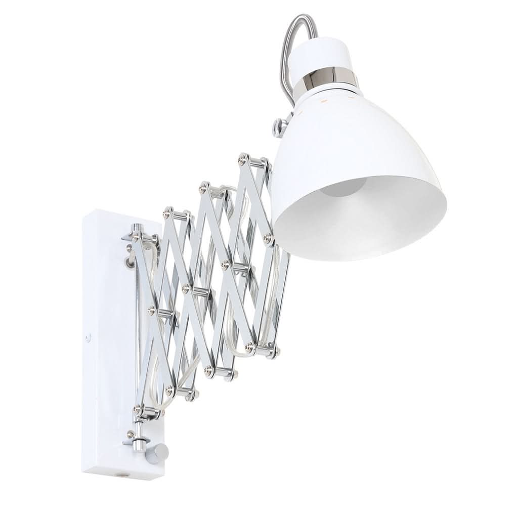 Weiße Industrial-Wandleuchte, ausziehbarer Arm mit Dimmer | Spring