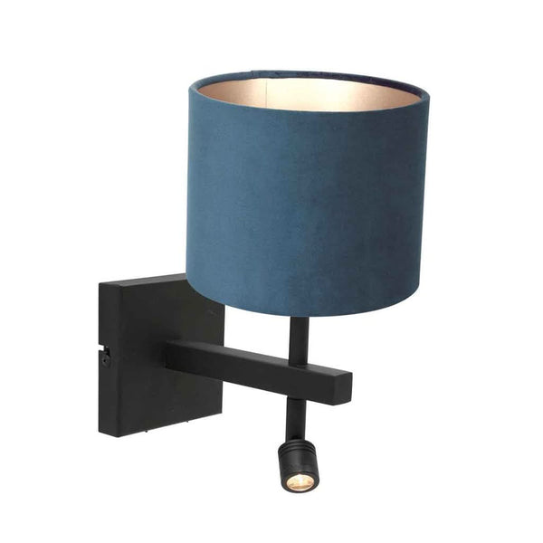 Wandleuchte Schwarz Samt Blau