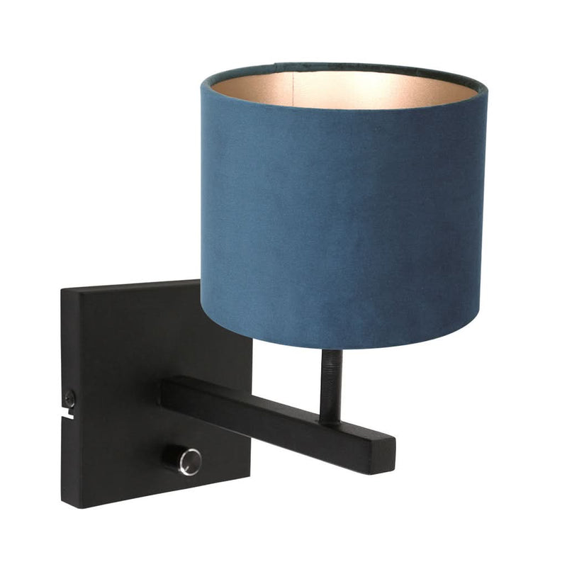 Wandleuchte Schwarz Samt Blau
