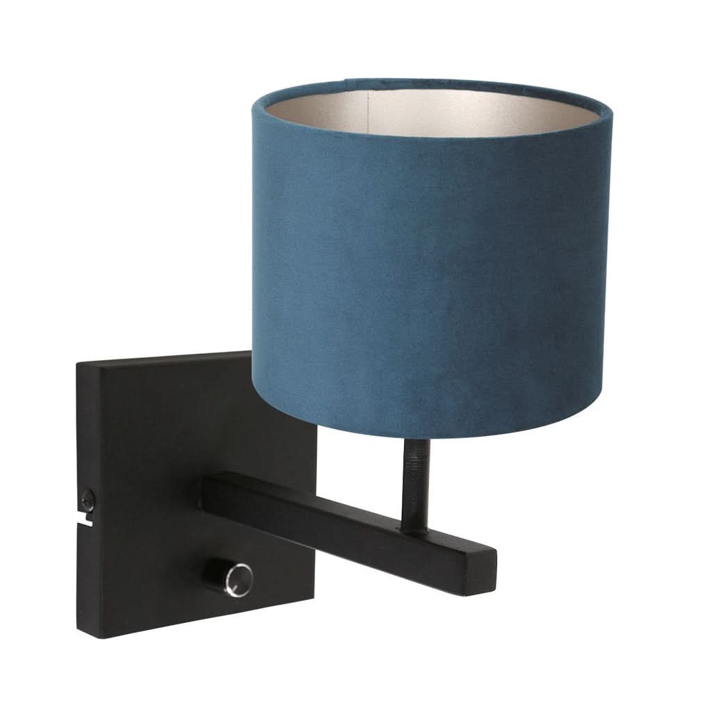 Wandleuchte Schwarz Samt Blau