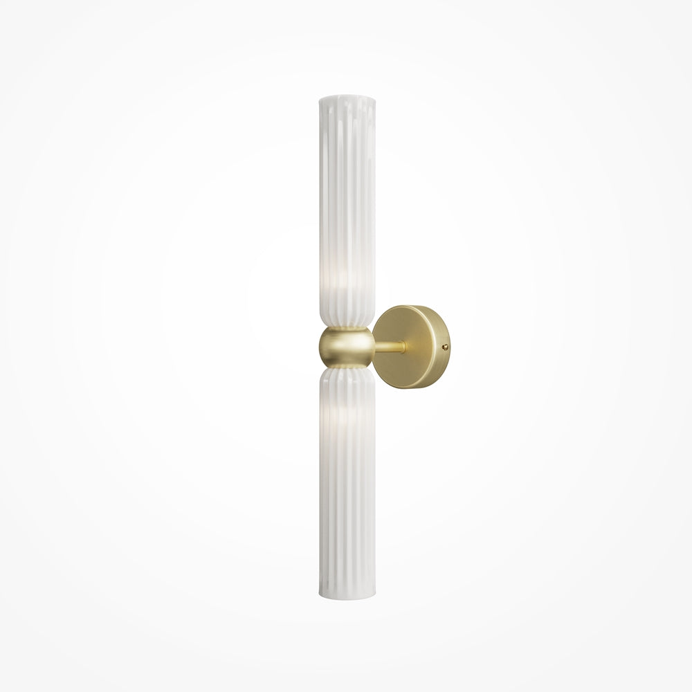 Applique verticale à double tube de verre opalin strié, éteinte