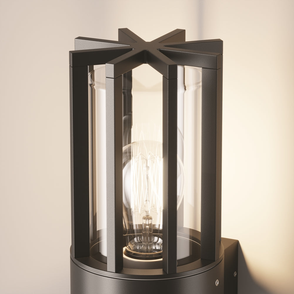 Détail de la finition noire mate et de la lumière chaude diffusée.
