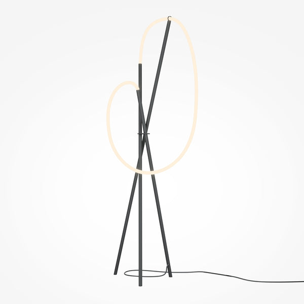 Schwarze Stehlampe mit Haken
